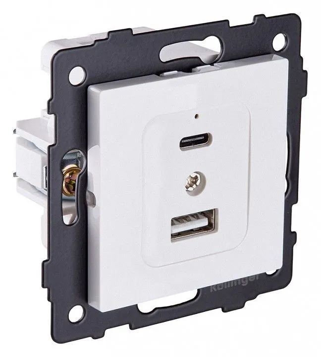 Розетка 2хUSB type A и C без рамки Kollinger  REA-037WH