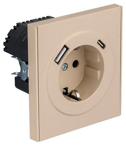 Розетка с заземлением и со шторкой и 2хUSB, без рамки Kranz STRONG KR-78-0704-8