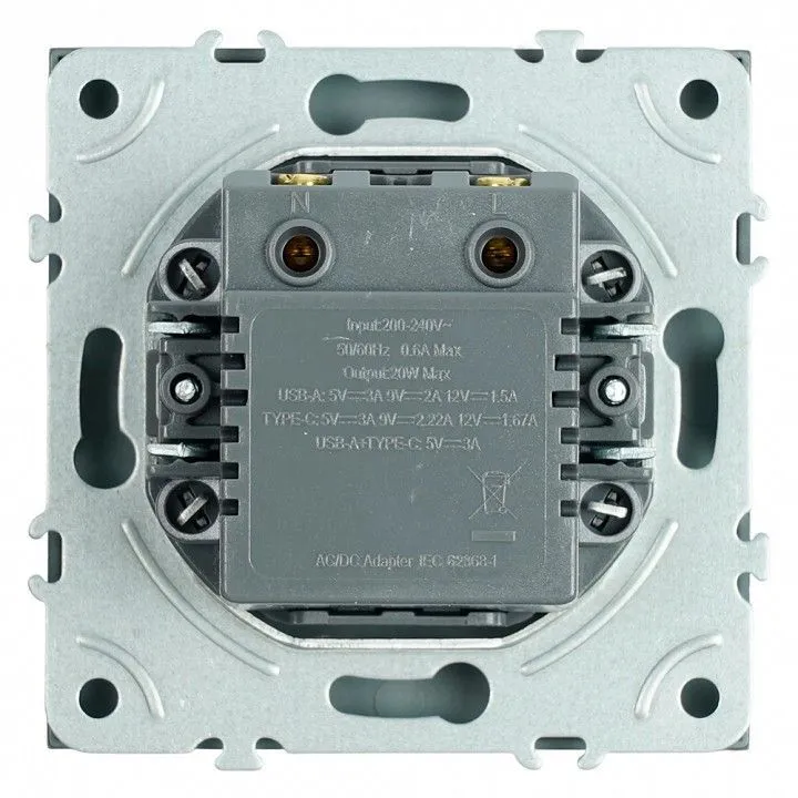 Розетка 2хUSB type A и C без рамки Stekker Эмили 49931