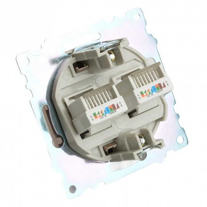 Розетка двойная Ethernet RJ-45 без рамки Stekker Катрин 50004