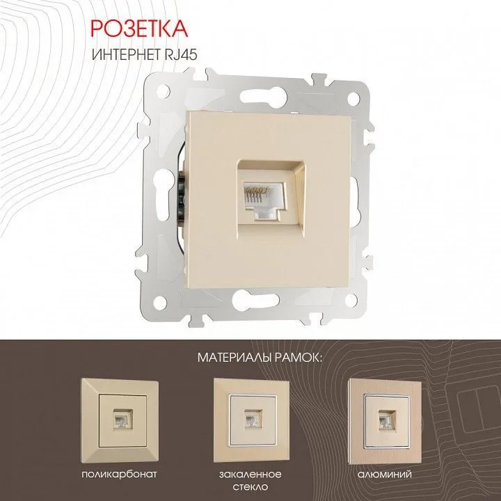 Розетка Ethernet RJ-45 без рамки Arte Milano am-203 203.45-1.shampan