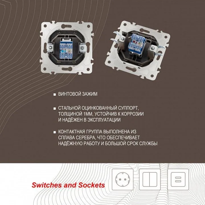 Розетка Ethernet RJ-45 без рамки Arte Milano am-203 203.45-1.shampan