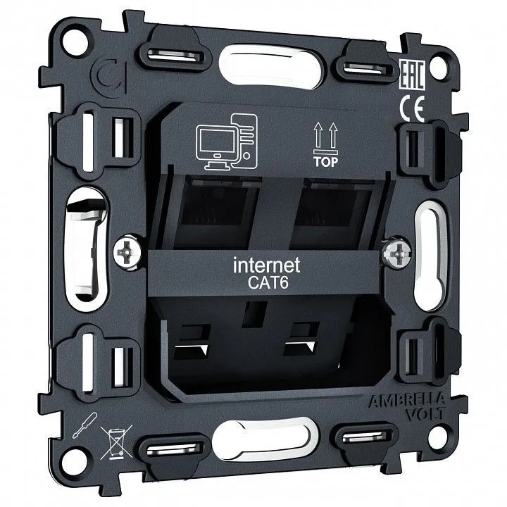 Механизм розетки телефонной RJ-11 со шторкам Ambrella Volt QUANT VM189