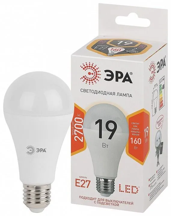 Лампа светодиодная Эра Стандарт E27 19Вт 2700K LED A65-19W-827-E27