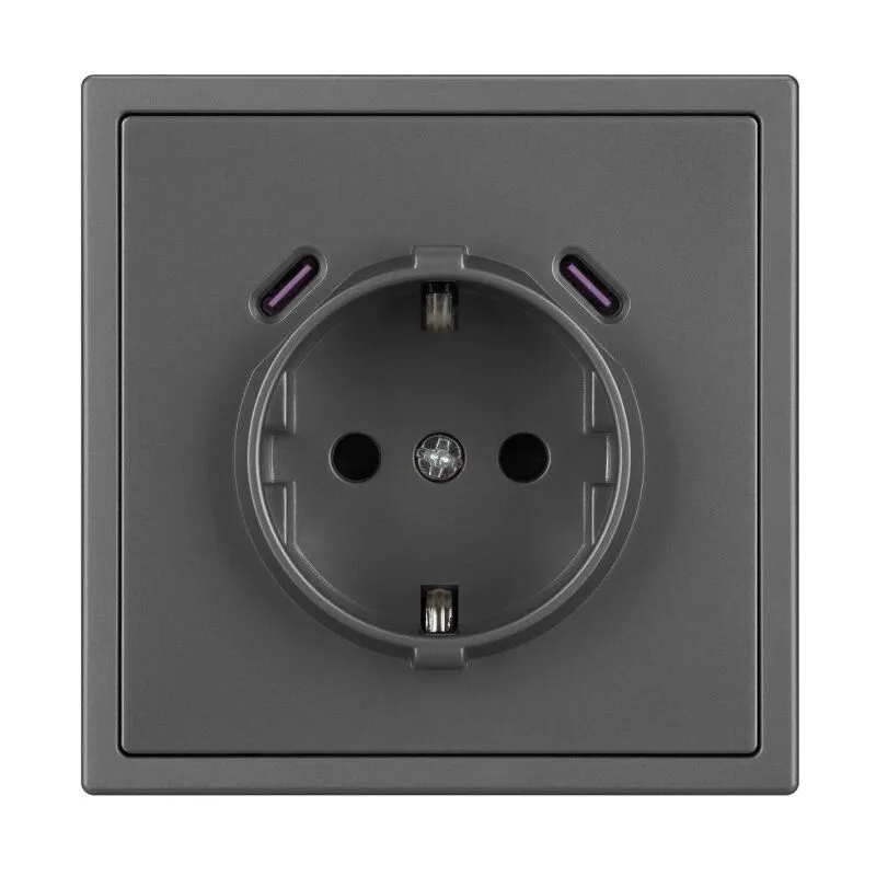 Механизм розетки с заземлением и со шторками и 2хUSB type C Arlight NOBE 061816