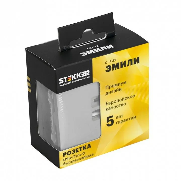 Розетка 2хUSB type A и C без рамки Stekker Эмили 49957