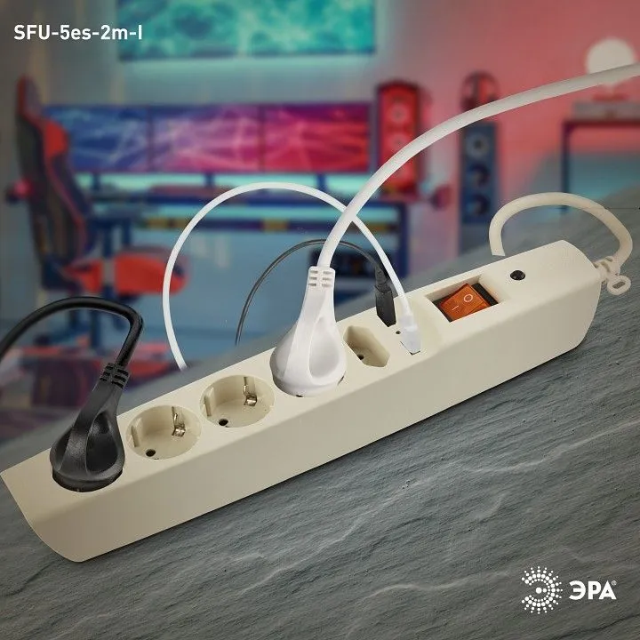 Удлинитель с выключателем Эра  SFU-5es-2m-I