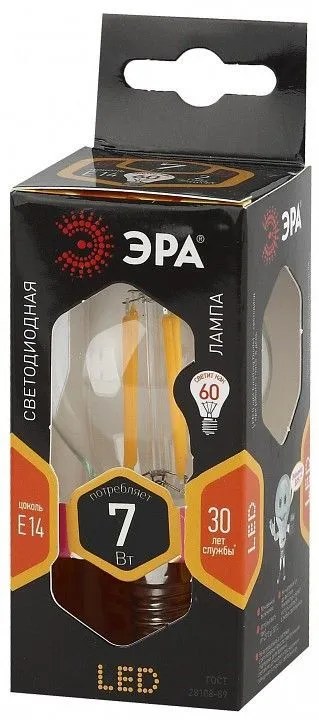 Лампа светодиодная Эра  E14 7Вт 2700K F-LED P45-7W-827-E14