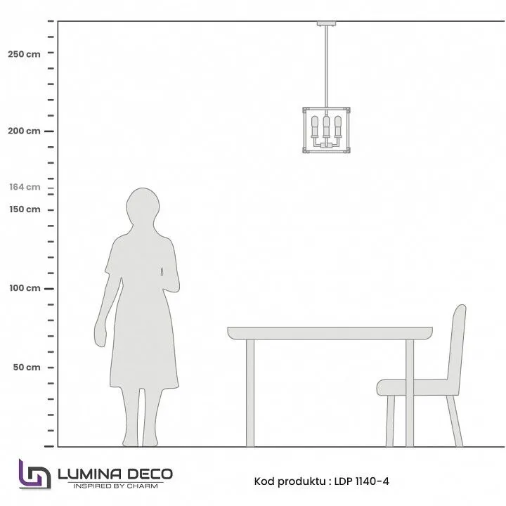 Люстра на штанге LUMINA DECO Waldorf LDP 1140-4 BK+MD