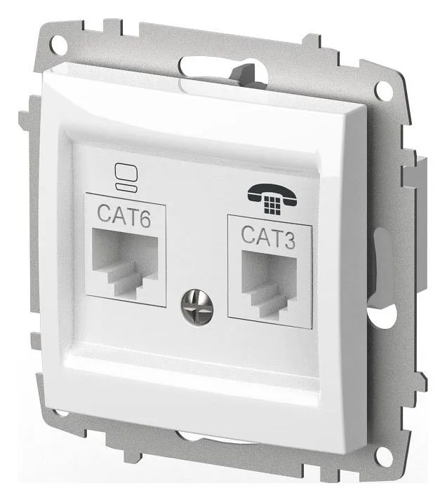 Розетка двойная RJ-12 и Ethernet RJ-45, без рамки Elbi Eleсtriс Zena Vega 609-015600-249
