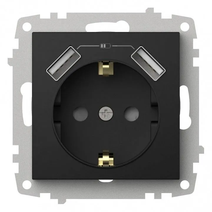 Розетка с заземлением и со шторкой и 2хUSB type A, без рамки Elbi Eleсtriс Zena Vega 609-014800-317