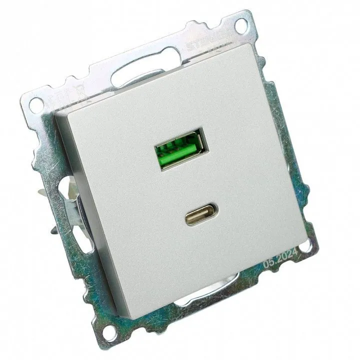 Розетка 2хUSB type A и C без рамки Stekker Катрин 50054