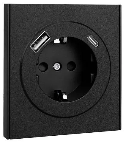 Розетка с заземлением и со шторкой и 2хUSB, без рамки Kranz STRONG KR-78-0704-5