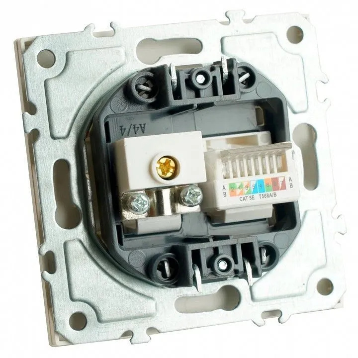 ТВ-розетка и розетка Ethernet RJ-45 без рамки Stekker Эмили 49872