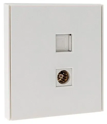 ТВ-розетка и розетка Ethernet RJ-45 без рамки Kranz STRONG KR-78-0722-4