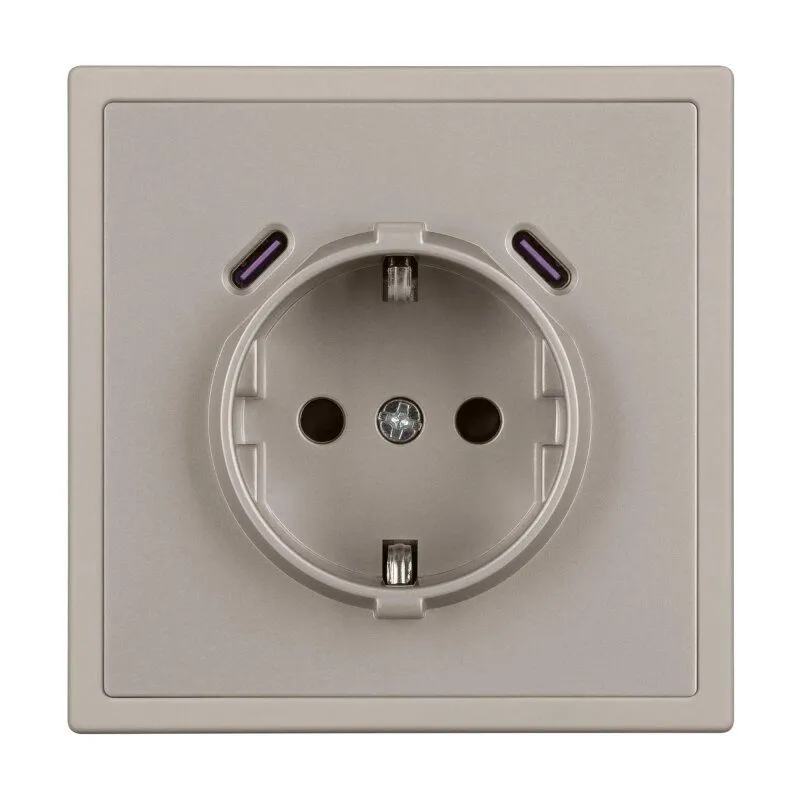 Розетка с заземлением и со шторкой и 2хUSB C, без рамки Arlight NOBE 061814(1)