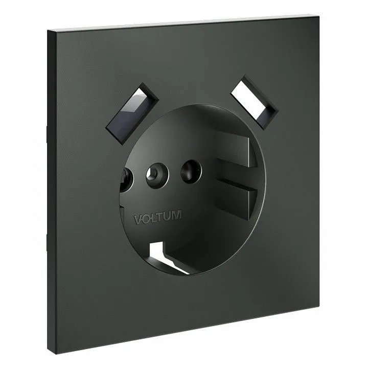 Накладка для розетки с заземлением и со шторками и 2хUSB type A Voltum S70 VLS000906