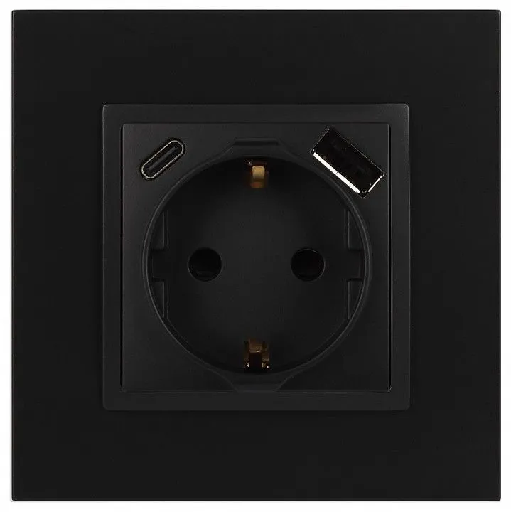 Розетка с заземлением и со шторкой и 2хUSB, без рамки Эра Эра Elegance 14-4108-05