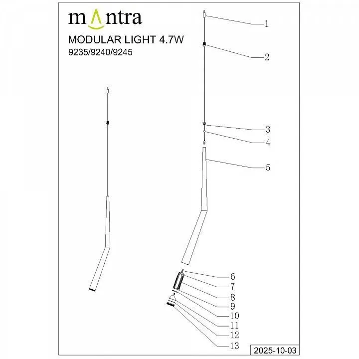 Подвесной светильник Mantra Boomerang 9245