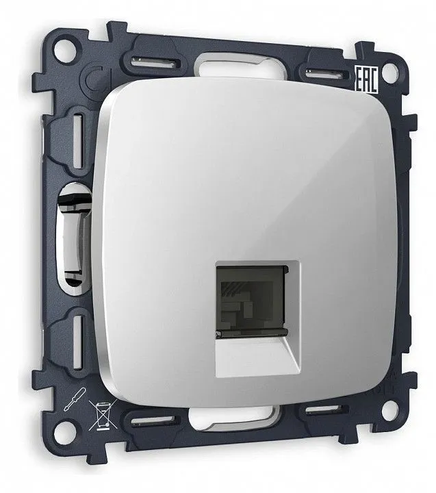 Розетка Ethernet RJ-45 и со шторками, без рамки Ambrella Volt OMEGA MO412010