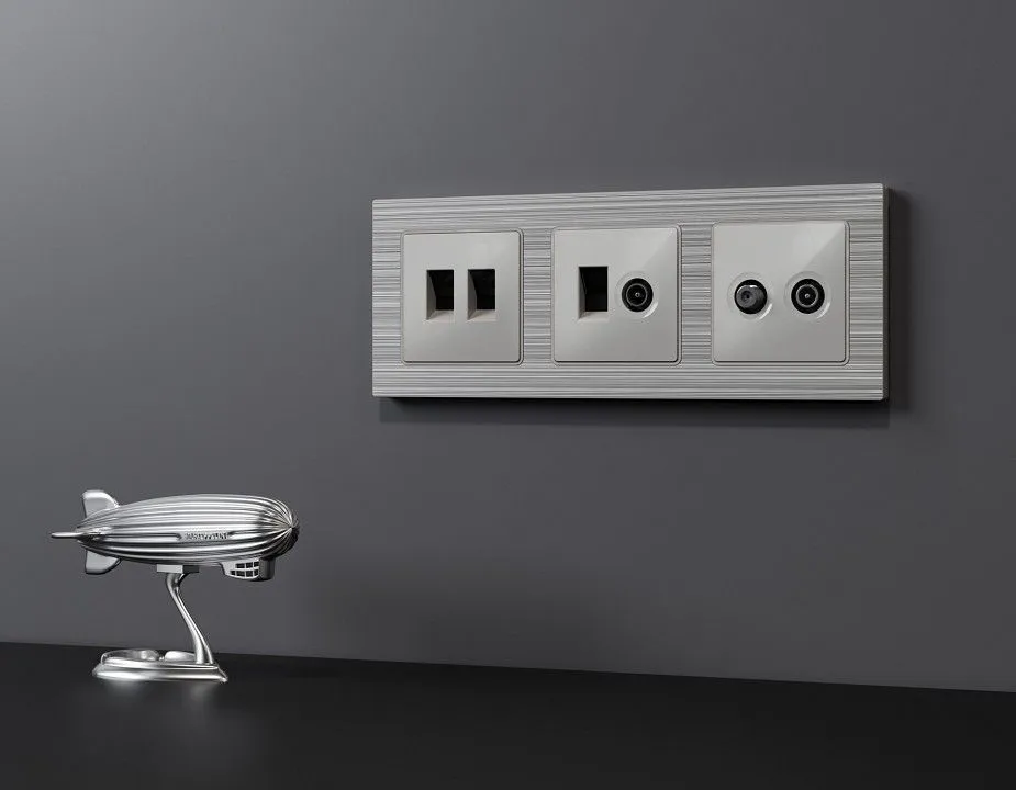 Накладка для ТВ-розетки и RJ-11 или RJ-45 Ambrella Volt ALFA AP4125