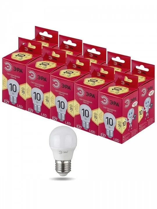 Лампа светодиодная Эра  E27 10Вт 2700K LED P45-10W-827-E27 R