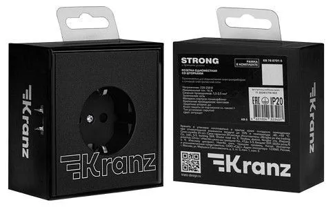 Розетка с заземлением и со шторкой, без рамки Kranz STRONG KR-78-0701-5