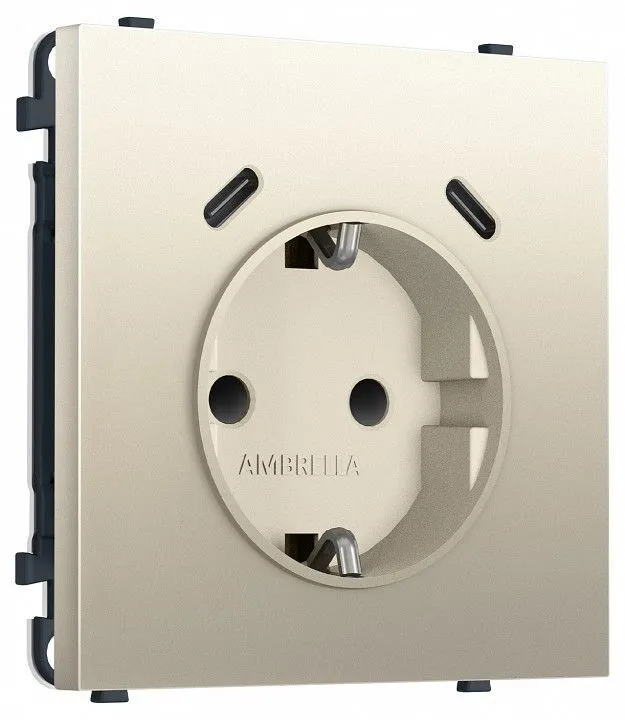 Розетка с заземлением и со шторкой и 2хUSB C, без рамки Ambrella Volt MS MS550510