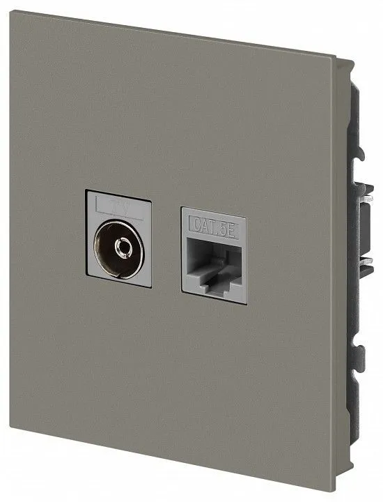 ТВ-розетка и розетка Ethernet RJ-45 без рамки Эра Arktik Б0070500
