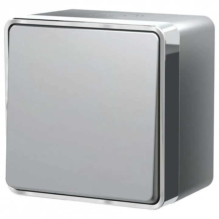 Выключатель одноклавишный влагозащищенный Werkel Gallant (серебряный) W5010206