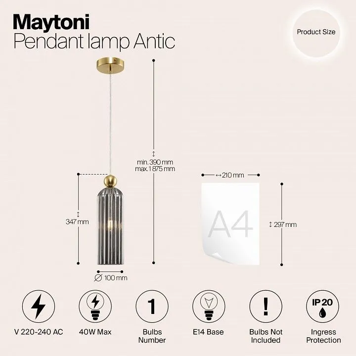 Подвесной светильник Maytoni Антик MOD302PL-01GR