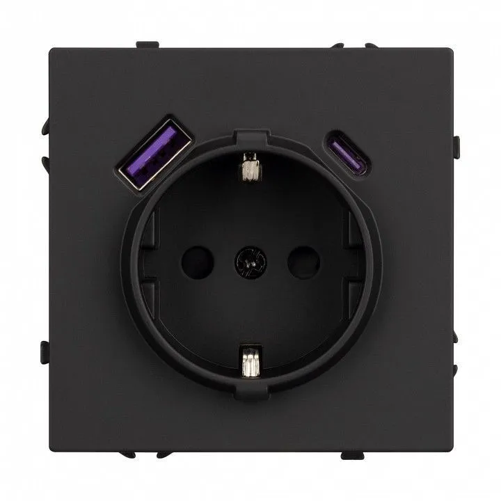 Розетка с заземлением и со шторкой и 2хUSB type A и C, без рамки Arlight NOBE 054285(1)