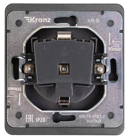 Розетка с заземлением и со шторкой, без рамки Kranz ROUND KR-78-0701-2