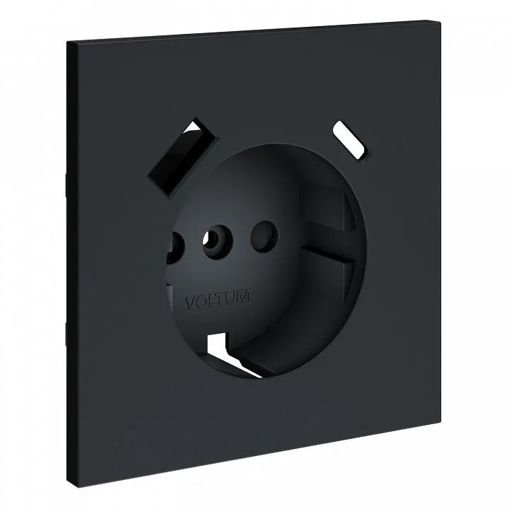 Накладка для розетки с заземлением и со шторками и 2хUSB type A и C Voltum S70 VLS001007