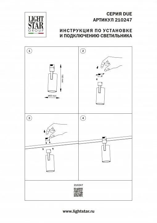 Светильник на штанге Lightstar Due Hermes 210247