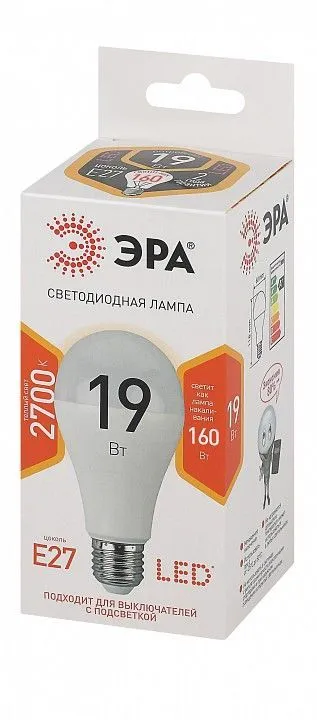 Лампа светодиодная Эра Стандарт E27 19Вт 2700K LED A65-19W-827-E27