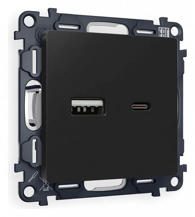 Розетка 2хUSB type A и C без рамки Ambrella Volt ALFA MA811010
