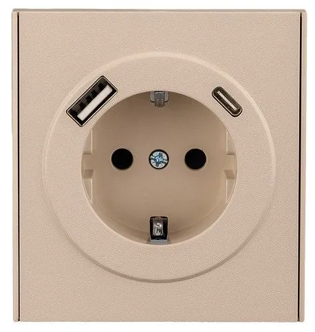 Розетка с заземлением и со шторкой и 2хUSB, без рамки Kranz STRONG KR-78-0704-8