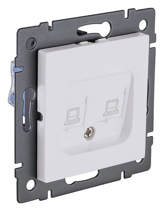 Розетка двойная Ethernet RJ-45 и со шторками, без рамки Kollinger  REA-019WM
