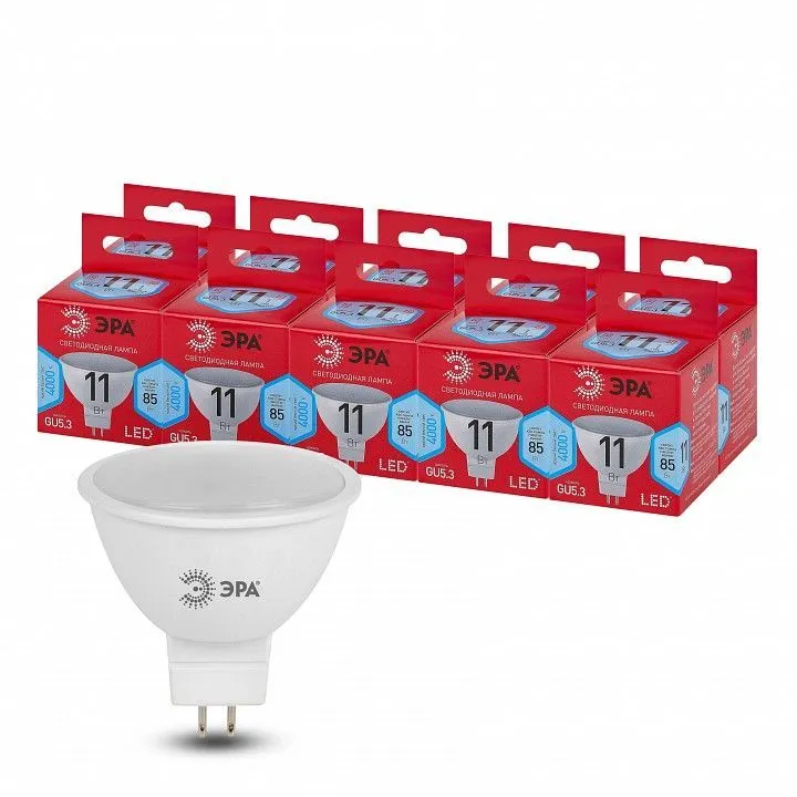 Лампа светодиодная Эра  GU5.3 11Вт 4000K LED MR16-11W-840-GU5.3 R
