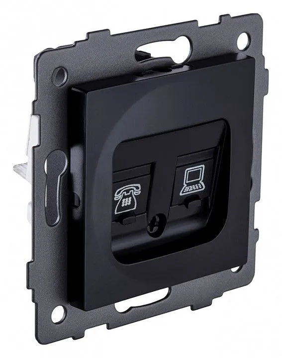 Розетка двойная RJ-11 и Ethernet RJ-45, без рамки Kollinger  REA-011BK