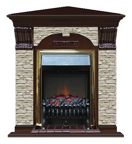 Комплект из электрокамина напольного и портала (106.5x81x98 см) Арочный ГО угл. Fobos BR АРУ00046