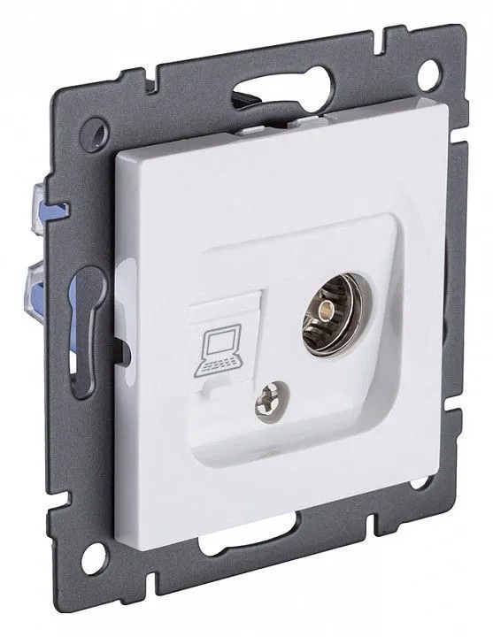 ТВ-розетка и розетка Ethernet RJ-45 без рамки Kollinger  REA-012WH