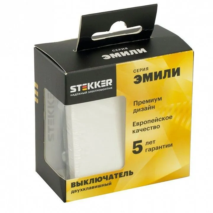 Выключатель двухклавишный без рамки Stekker Эмили 49866