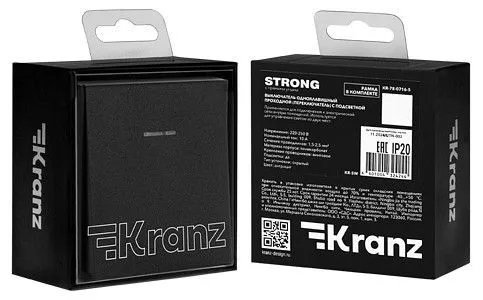 Переключатель проходной одноклавишный с подсветкой без рамки Kranz STRONG KR-78-0716-5