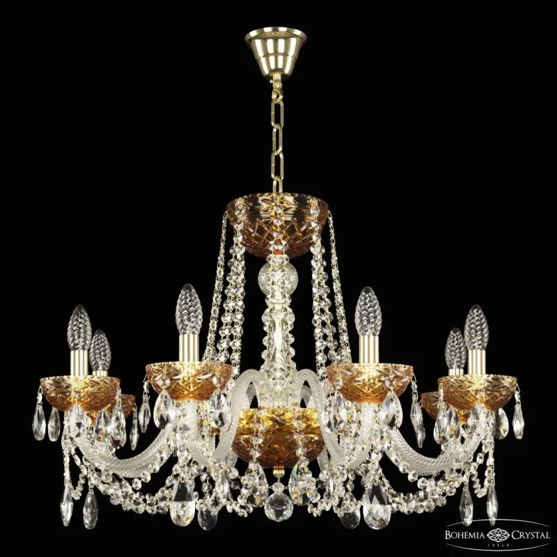 Подвесная люстра Bohemia Ivele Crystal 5402 5402/8/240 G Amber/M-1F