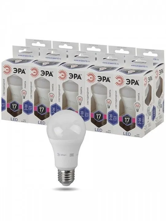 Лампа светодиодная Эра Стандарт E27 17Вт 6000K LED A60-17W-860-E27