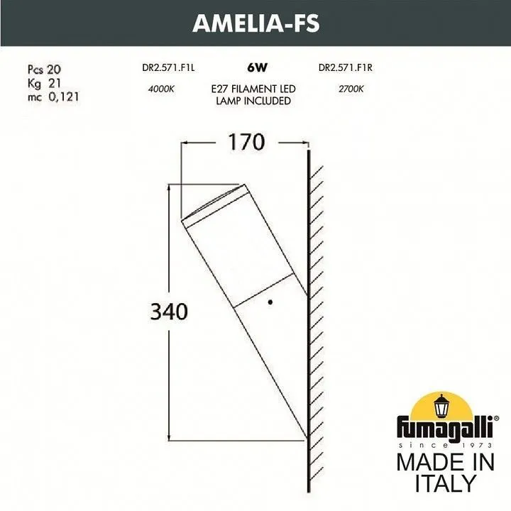 Накладной светильник Fumagalli AMELIA DR2.571.000.LYE27
