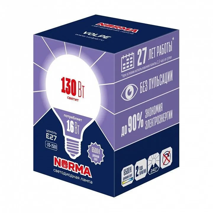 Лампа светодиодная Volpe LED-G95 E27 16Вт 6500K UL-00010995