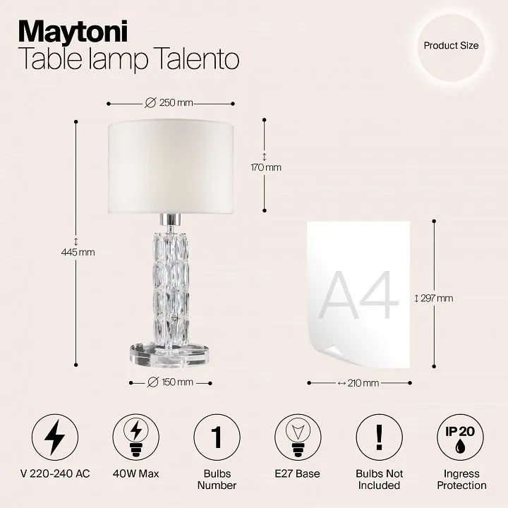 Настольная лампа декоративная Maytoni Таленто DIA008TL-01CH